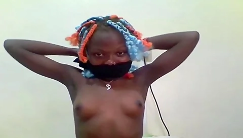 Dumb African Slut Ties Herself Up